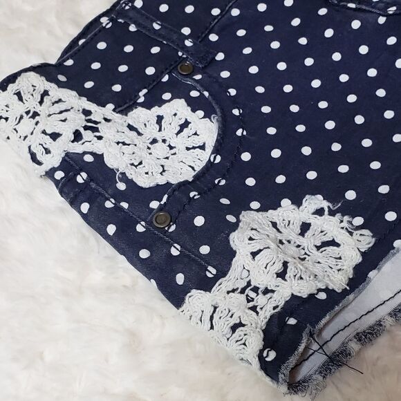 Hot Kiss Shorts Navy Polkadot & Lace - Picture 7 of 10